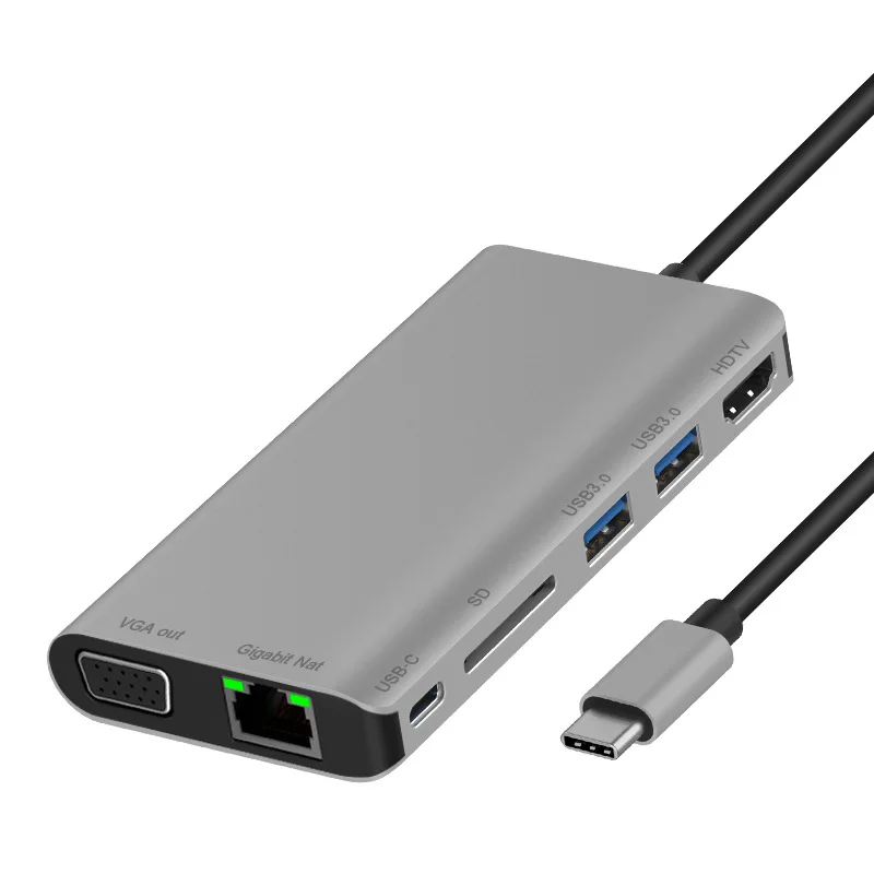 PD87W 8 в 1 C USB 3,0 SD VGA HDTV Gigabit Lan Тип C к HDMI 4K 60 Гц концентратор USB Тип C многофункциональная док-станция