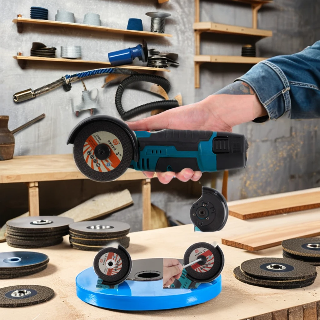 18V Lithium Electric Small Angle Grinder Household Portable Handheld Charging Cutting Machine with Brush Polishing Feature