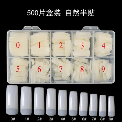 500 Pcs/Lot Nails Half Full French False Nail Clear Natural  False Point Nails French Acrylic UV Gel Art Tips Manicure Tip
