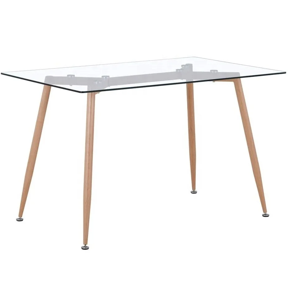 Nordic Mesa de comedor nordica vidrio rectangle Glass Top Dining Cafe Table 120x70cm