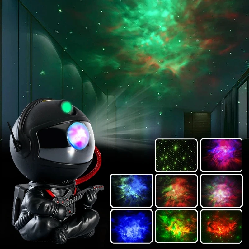 Multi-color Rotatable Mini Astronaut Projection Lamp Ocean Wave Star Light Galaxy Projector for Kids Adults Bedroom