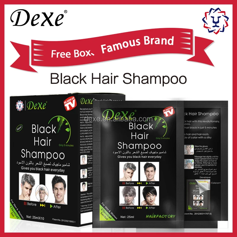 sachets black hair shampoo korea indian free hair dye without chemicals samples of Dexe best sale for women and men