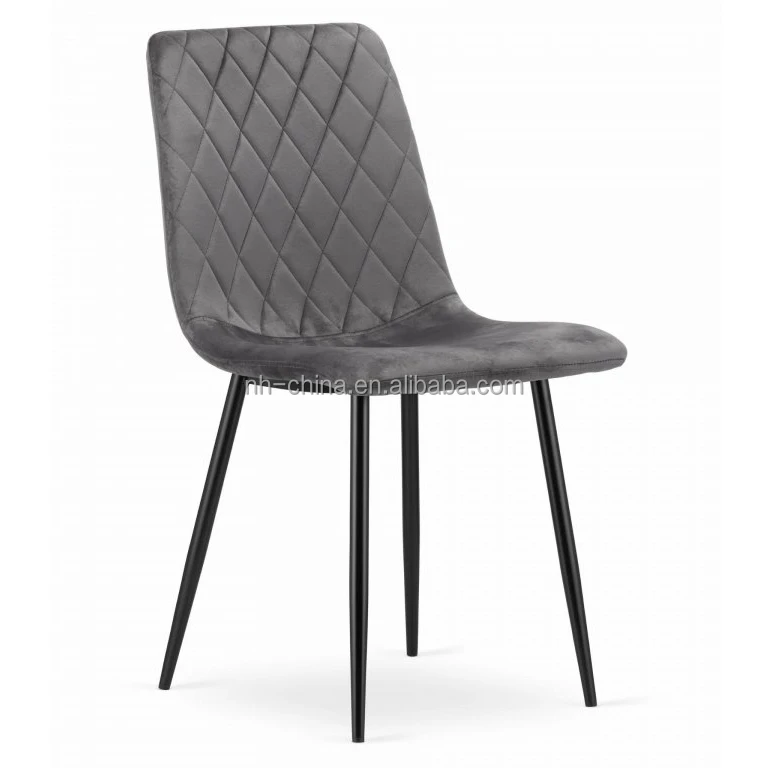 Wholesale price comfy armless dark grey velvet upholstered dining chair