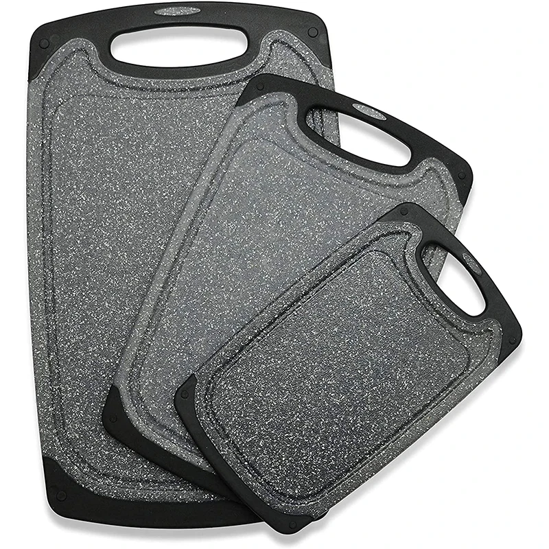 Custom Logo Dishwasher Safe 3 Pieces Chopping Cutting Board Set Plastic Cutting Board With Juice Grooves and Easy Grip Handle