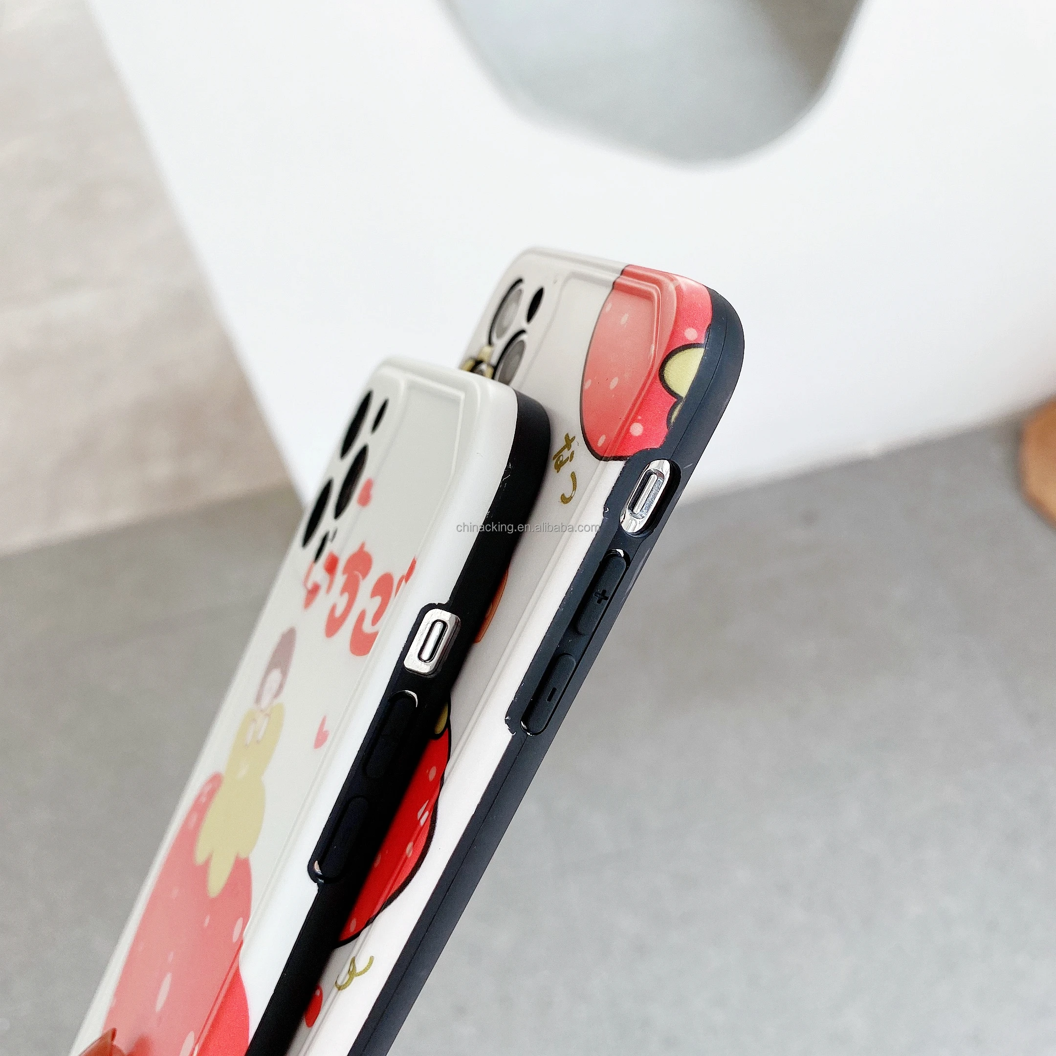 Симпатичный чехол для телефона с клубничкой iPhone 11 12 Pro Max X XR XS 7 8 Plus мобильного фоторамкой