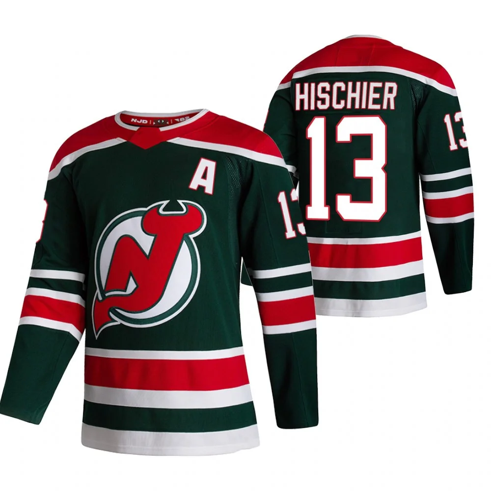 2022 оптовая продажа, Лидер продаж, сшитая футболка для хоккея с шайбой #13 Hischier, персональная Спортивная футболка с вышивкой