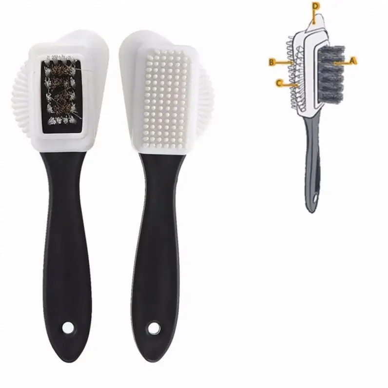 For nubuck upper and suede Shoe polishing shine dust cleaning with rubber and steel  cleaning brush