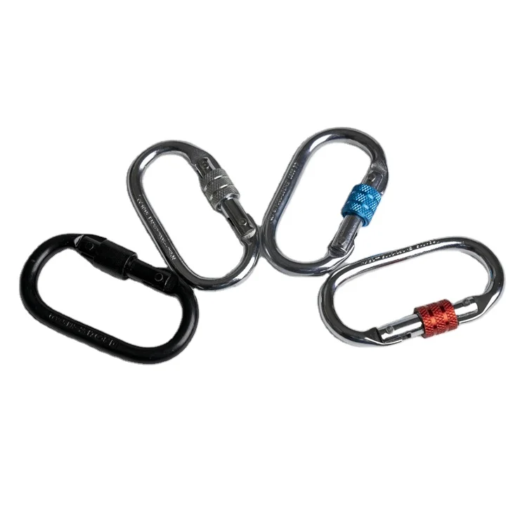 U-shaped oval hook custom Logo safety belt fittings rotary mountaineering buckle  25KN O Type Yoga Accessories for Aerial Dance
