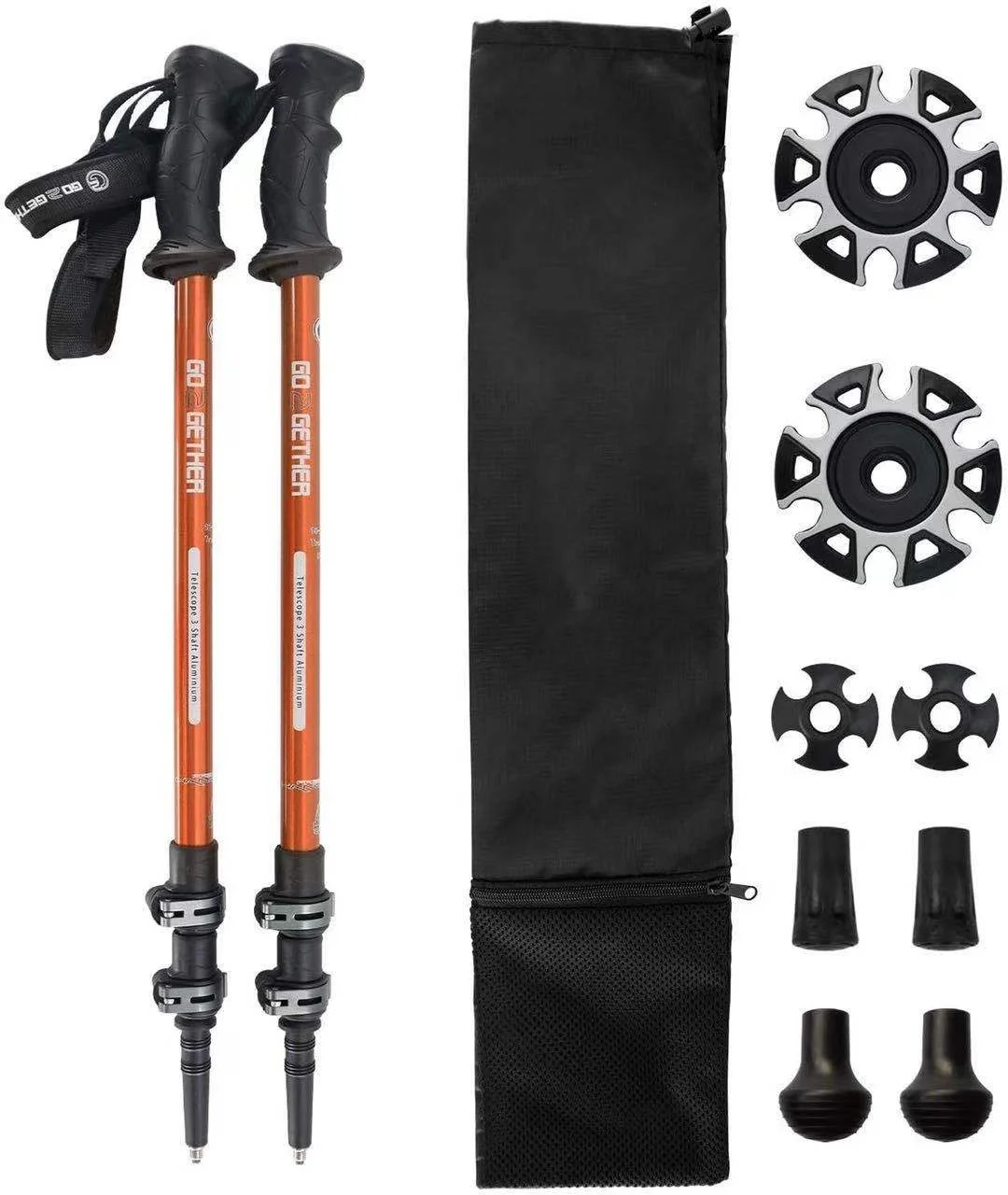 Telescopic Hiking Trekking Poles - Strong Aircraft Alloy Walking Sticks with Comfort ergonomic Handle - Quick Locks System