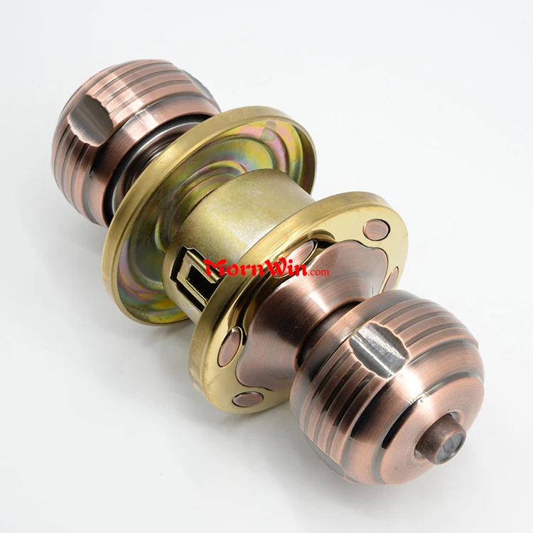 Zinc Alloy Round Lever Ball Door Knob Set Handle Lock Bathroom Room cylindrical lock with keys