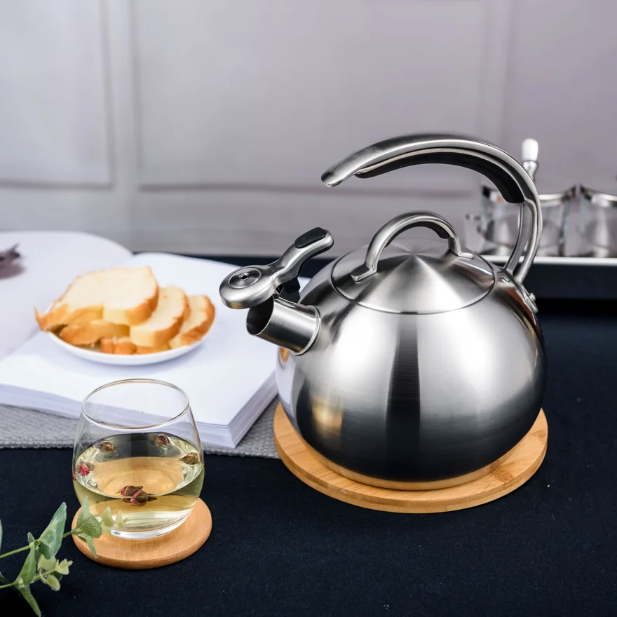 Customization Bakelite Silicone Steel Handle Tea Pot Stainless Steel Whistling Kettle Water Boiling Pot North American Kettle