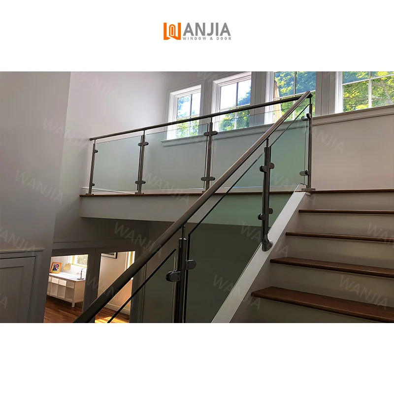 Customized Villa Exterior Tempered Glass Guardrail Aluminum Railing Stainless Steel Frameless Glass Railing Glass Railing