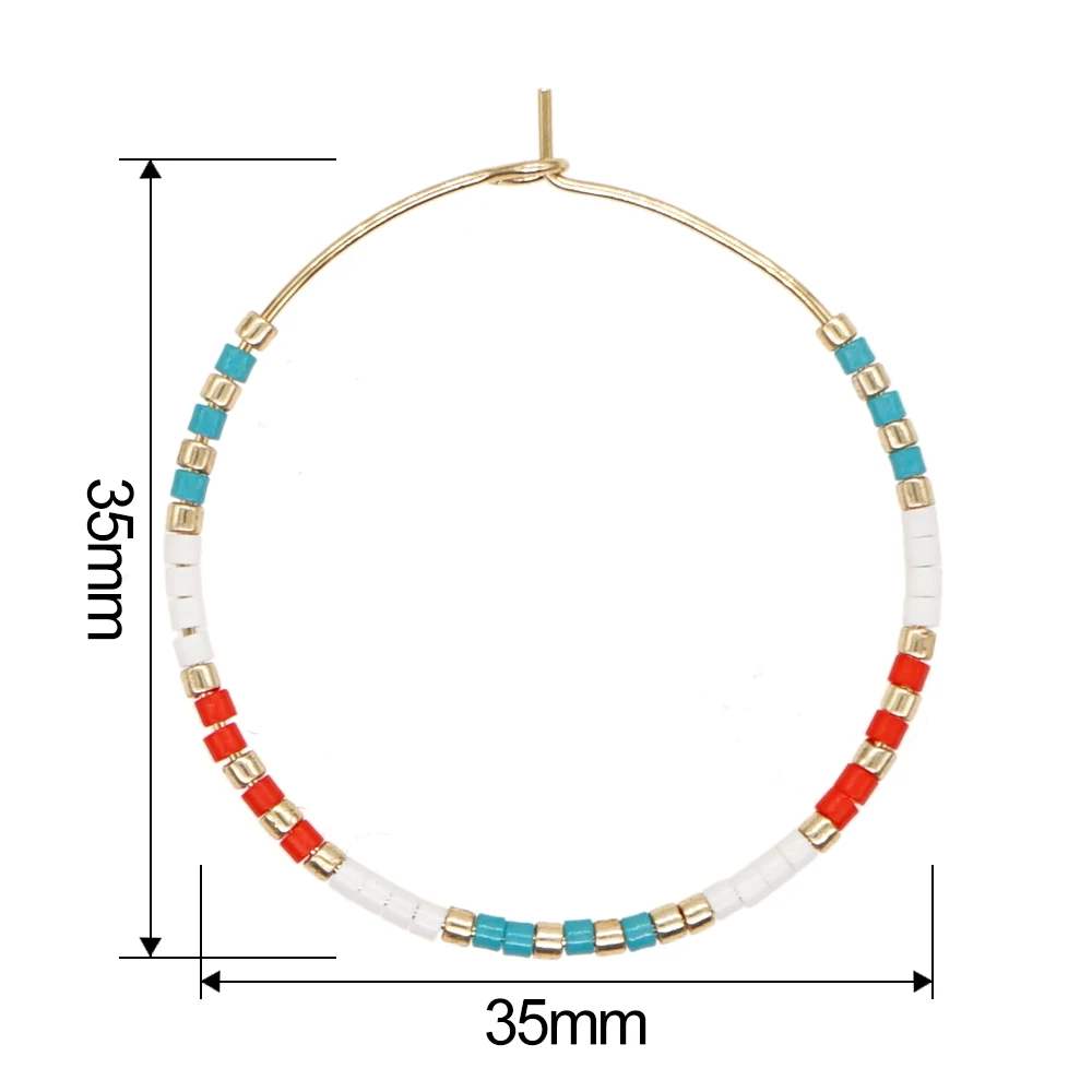 Go2BoHo Bohemian Colorful Beads Circle Round Hoop Earrings Gold Hoop Dangle Earrings for Women Vintage Boho Jewelry