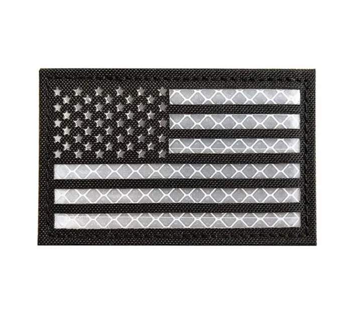 Hot sale Infrared IR US USA Flag Patch Tactical PVC Reflective American Flag Patch Hook Seal Team Patch Reversed Badge