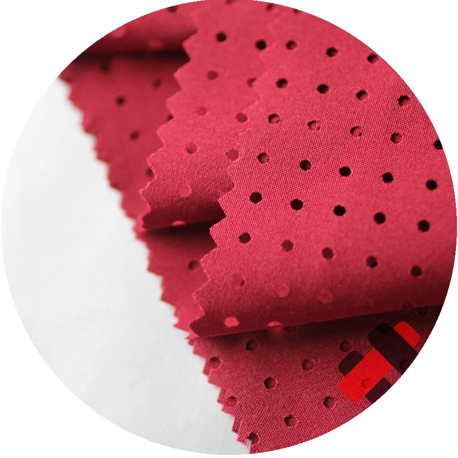 polyester 4 way stretch 90 polyester 10 spandex perforated fabric for sports wear
