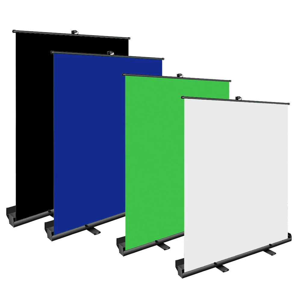 XJK Retractable Chromakey Green Screen Backdrop Collapsible Blue White Black Roll Up Background for Photography Studio