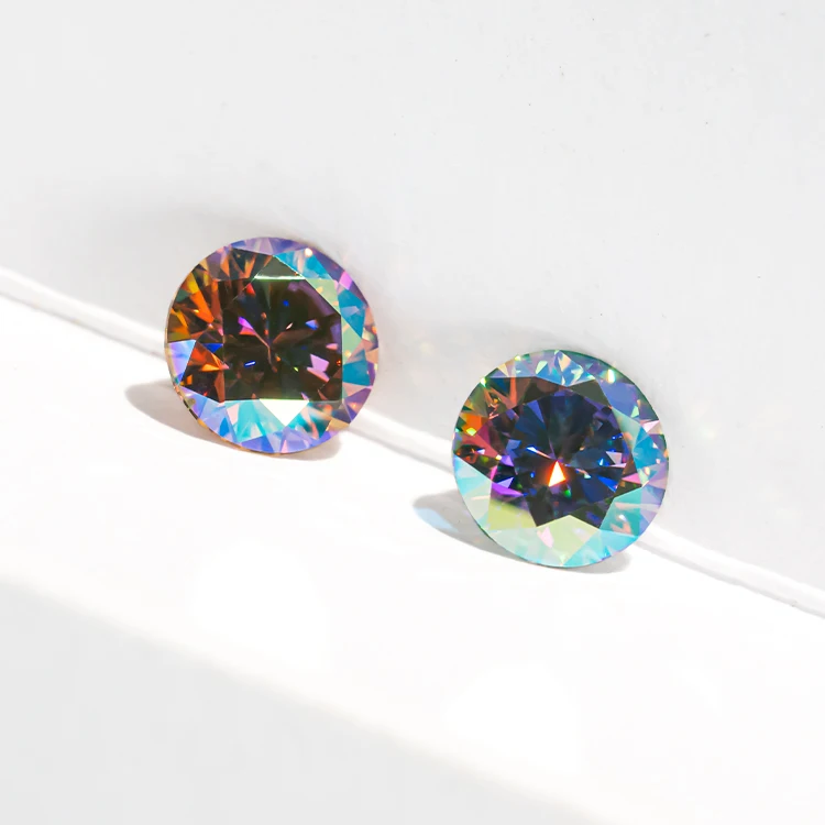 Redleaf лидер продаж VVS Gra Moissanite незакрепленные драгоценные камни полный многоцветный круглый бриллиант с блестящей огранкой для помолвки кольцо