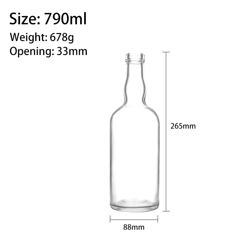 Manufacture Price ABERDEEN Style 750ml Reserve Liquor Glass Bottle Rounded with Wooden Stopper Bar Top