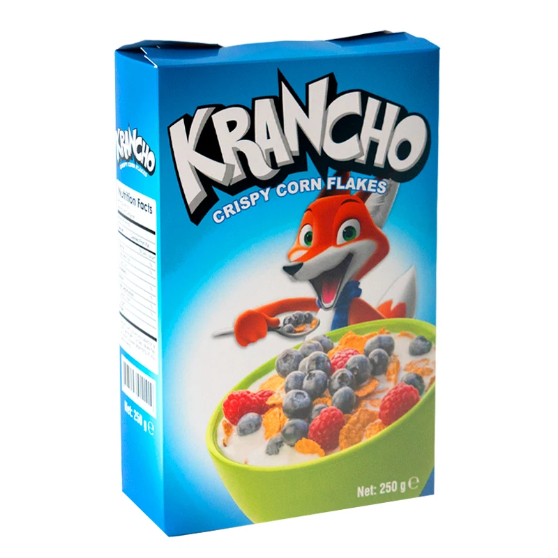 Low moq custom printed oatmeal package rectangle carton cereal crispy corn flakes paper packaging boxes