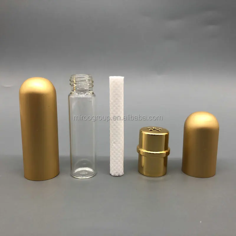 Empty Essential Oil Personal Inhaler Refillable Aluminum and Glass blank nasal inhaler