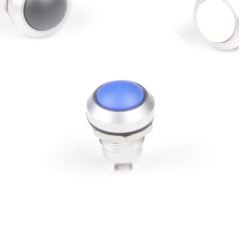 Toowei mini micro lamp-less momentary push button switch white round metal 12mm 3a 220 volt ip67 for boat