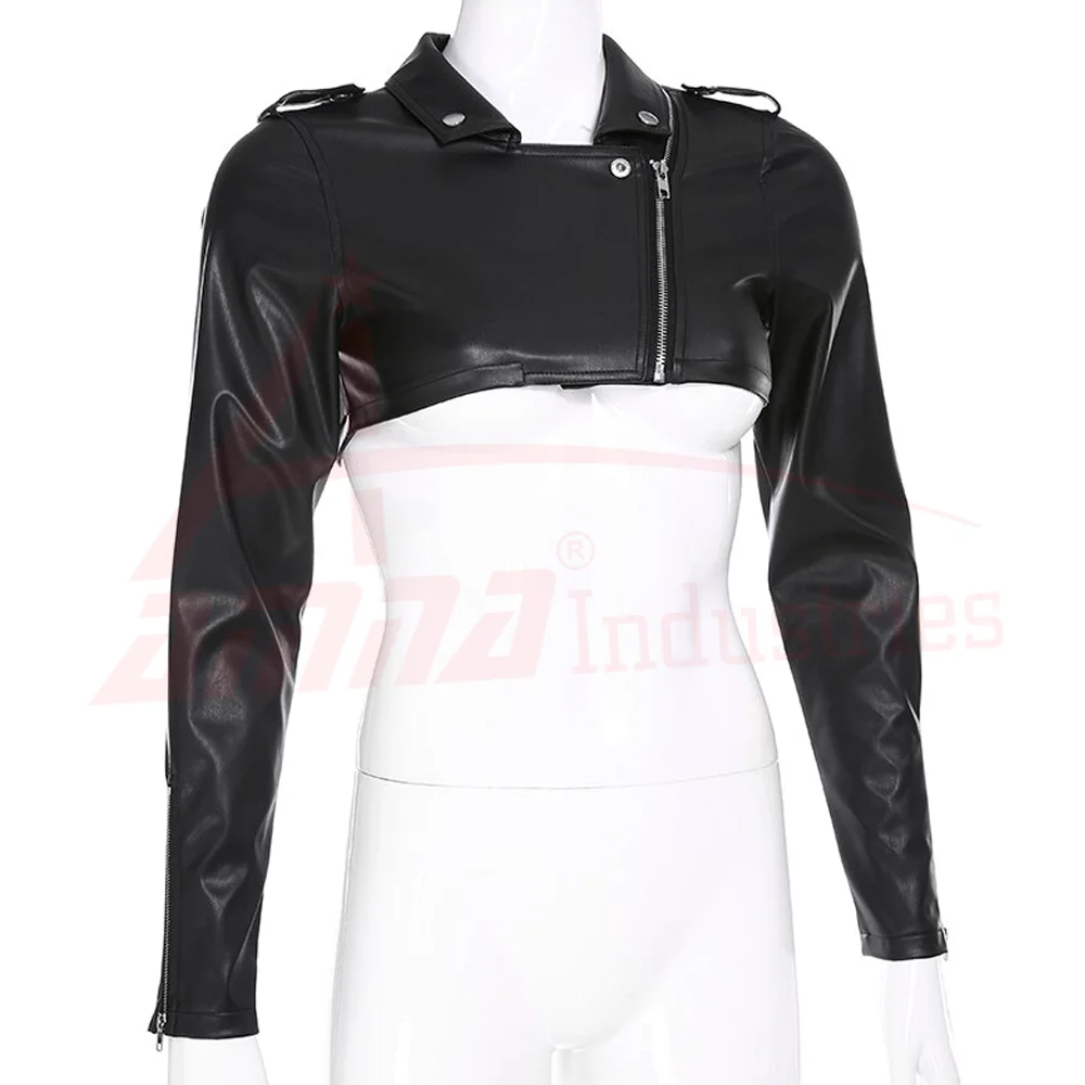 Wholesale Ladies Short Crop Leather Jacket Real Soft Leather Crop Jacket For Women