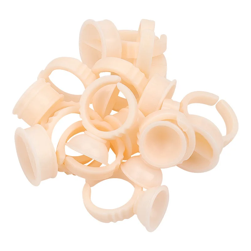 Wholesale 100pcs pack eye lash soft silicone finger ring glue holder pigment ink cups eyelash extension glue ring
