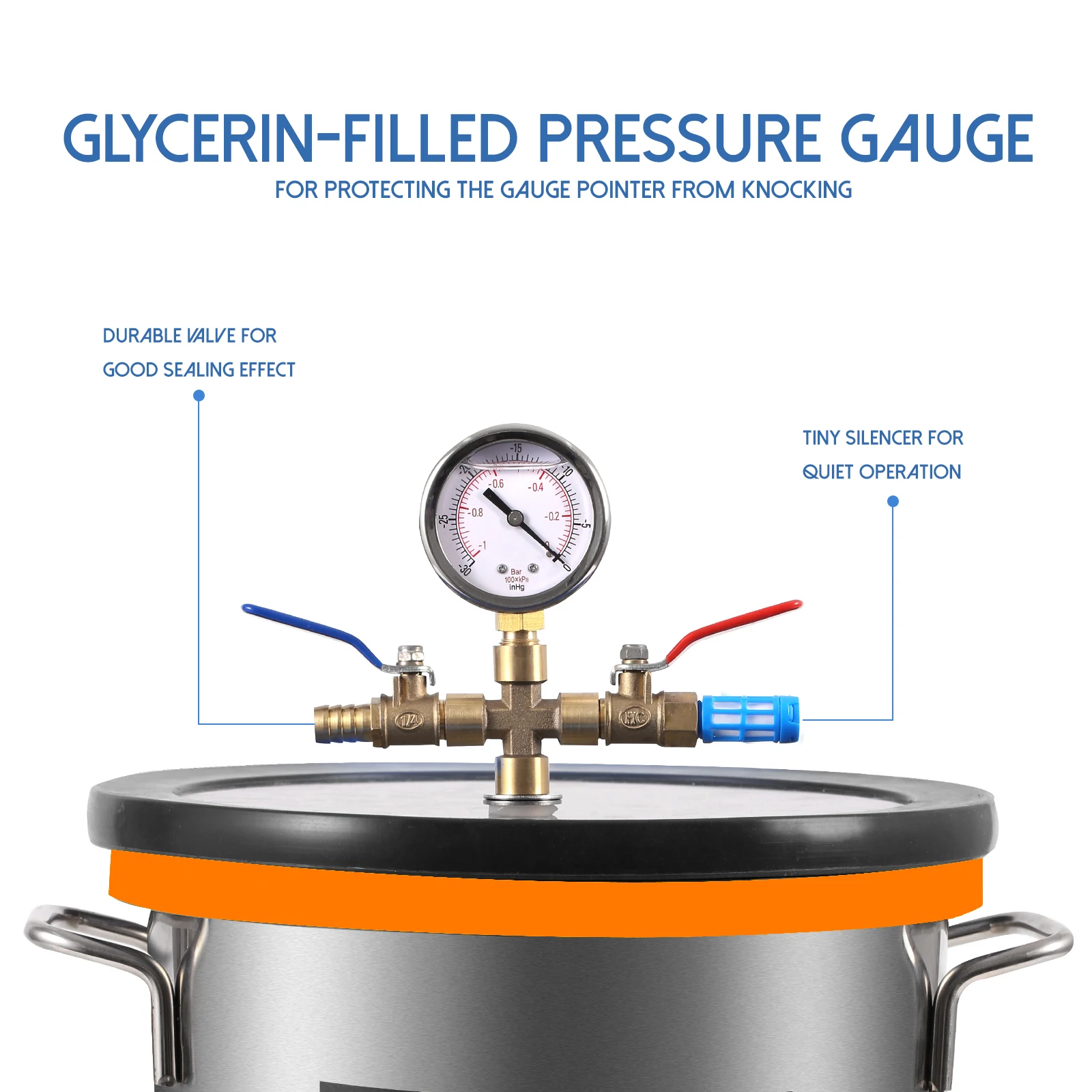 PB Motor Tech 5 Gallon Vacuum Chamber Kit with 4.5 CFM Vacuum Pump, Tempered Glass Lid Vacuum Chamber and 38 Micron Chamber Set