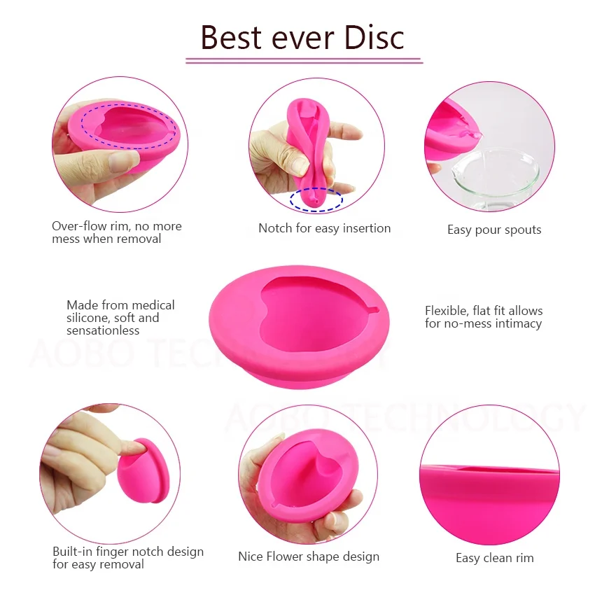 Soft Medical Grade Silicone Custom Branded Menstrual Disc With Removal Tab Reusable Menstrual Disc