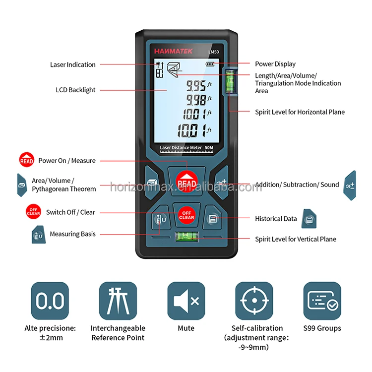 High-Precision Electronic Measuring Ruler LM50D LM100D Laser Meter Distance Measure