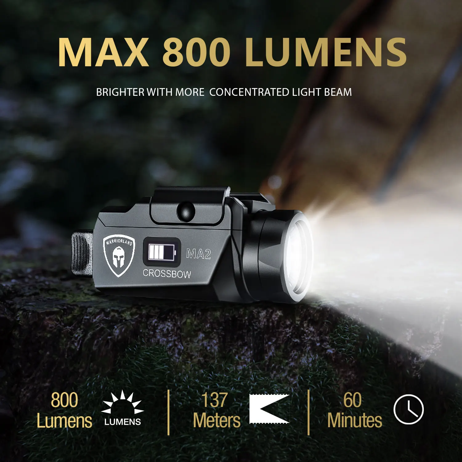 WARRIORLAND Popular Aluminum Alloy LED Light 800 Lumen with IPX6 Waterproof Flash Function