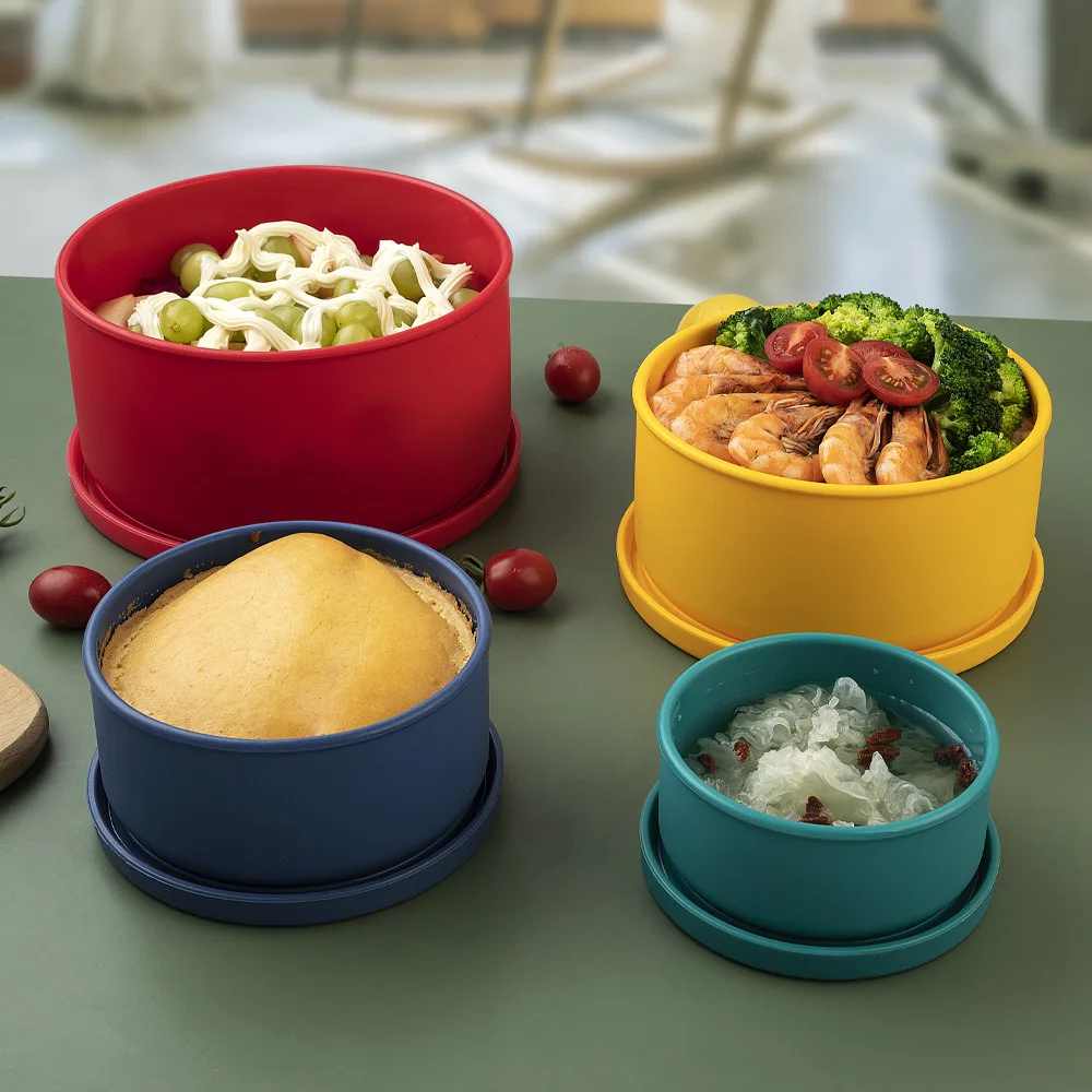 250m/400ml/700ml/1300ml/2100ml Unbreakable Durable Silicone Food Storage Containers Silicone Bowl with Lid