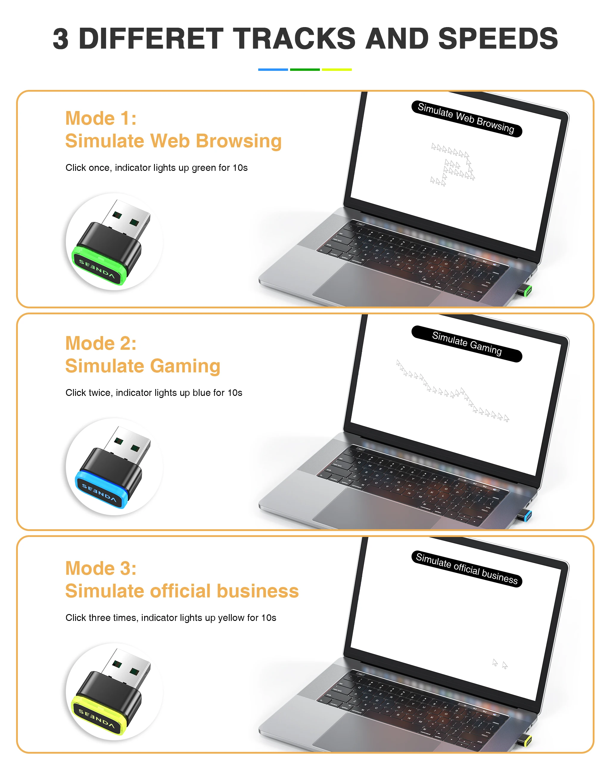 Seenda DK16 Computer Accessories Undetectable Mouse Mover Keeps Computer Awake Simulate Mouse USB Mouse Jiggler