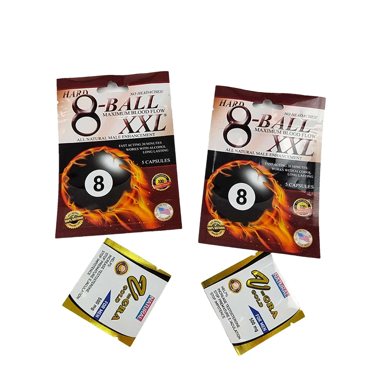 Custom Empty Mylar Bags Mens Pills Rhino Pills Enlargement Male Sexual Enhancement Pills Blister Card Packaging Zipper Bag