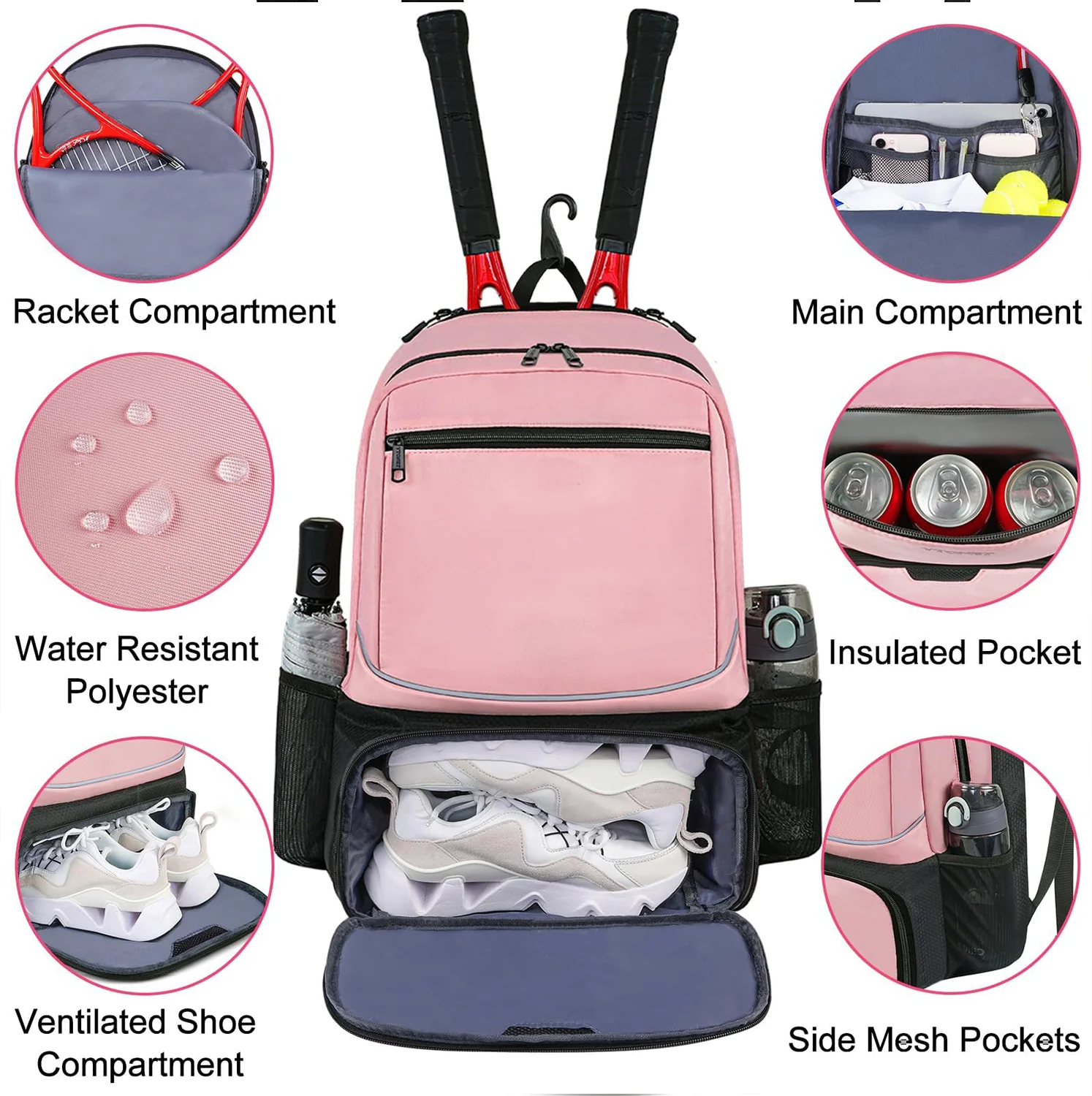 High quality 15L Large capacity sports backpack waterproof storage bag Tennis bag Custom design pickleball paddle set bag