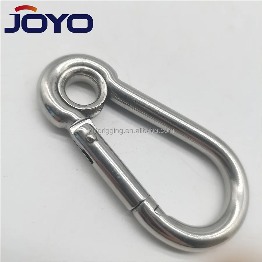 High Quality ss304 or ss316  Carabiner Din5299 stainless steel Spring Snap hook with eye...