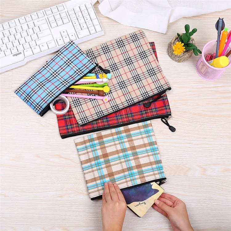 
Factory hot sale custom classic case grain leather zipper pencil bag storage caseA4 