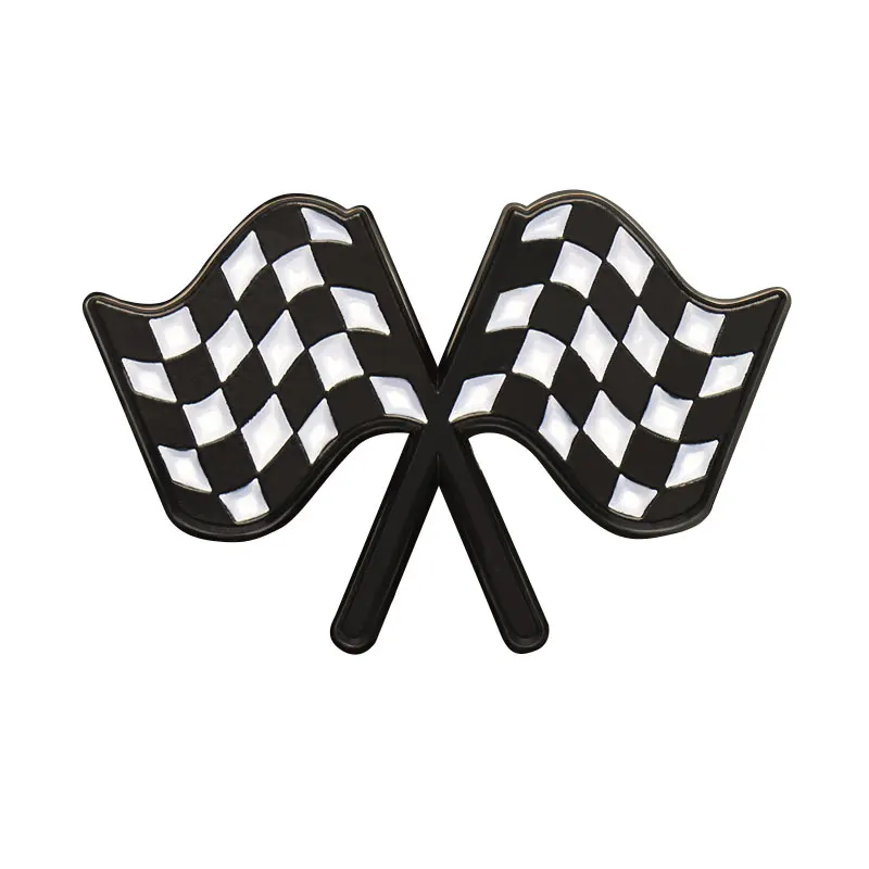 Racing Flag Enamel Pins Black White Checkerboard Brooch Backpack Clothing Collar Badge Commemorative Pin for Car Motor Racing  C