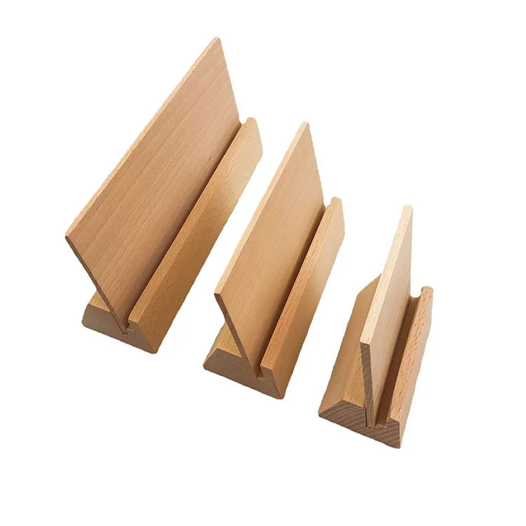 A4 A5 A6 Available Wooden Card Base Desk Business Card Display Stand Wooden Menu Holder Wooden Holder for Acrylic