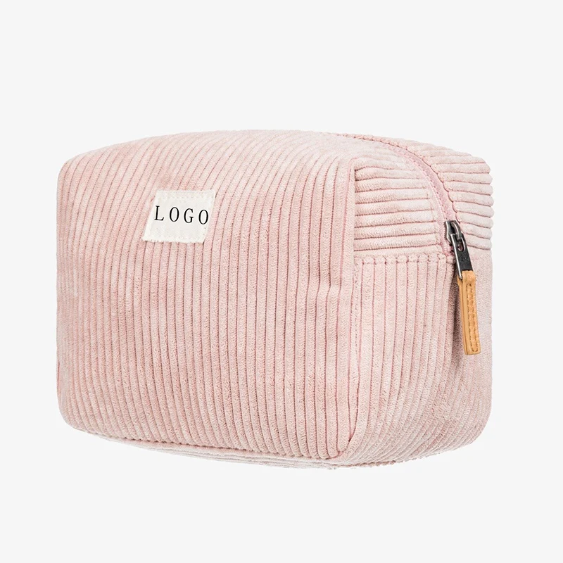 Profesional Custom Cute Travel Small Velvet Cosmetic Vanity Bag Corduroy Makeup Pouch For Women