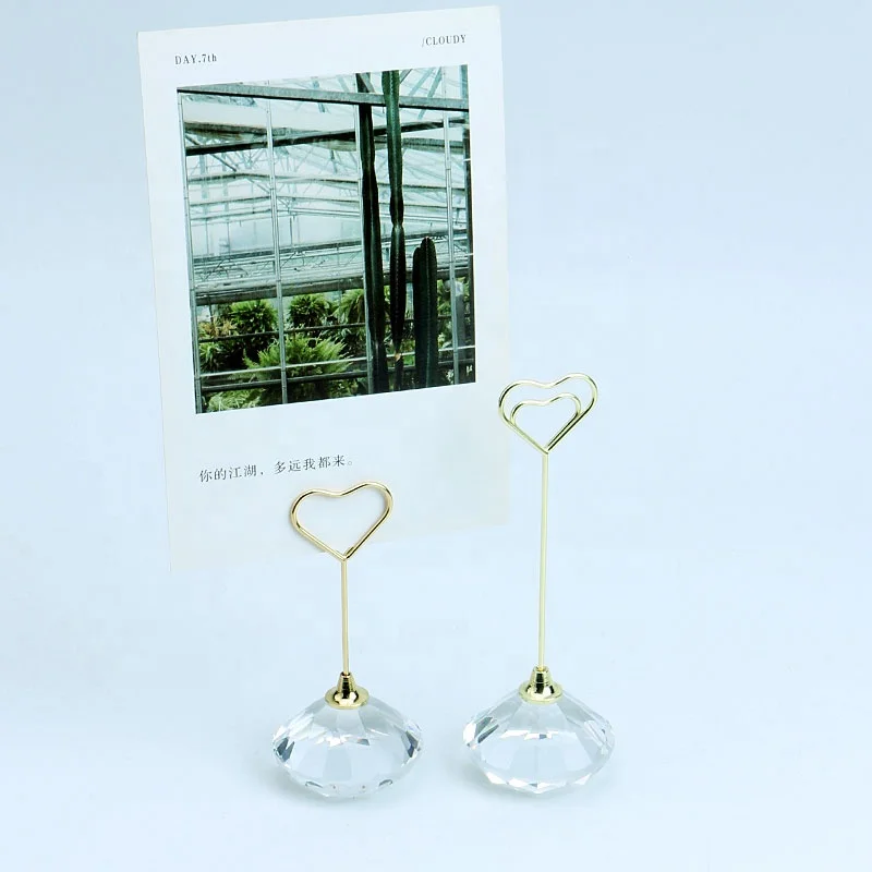 YS1233C горячая Распродажа 2022 Новинка Хрустальный бриллиант в форме сердца металлическое место фото имя номер карта стенд зажимы для записей держатель