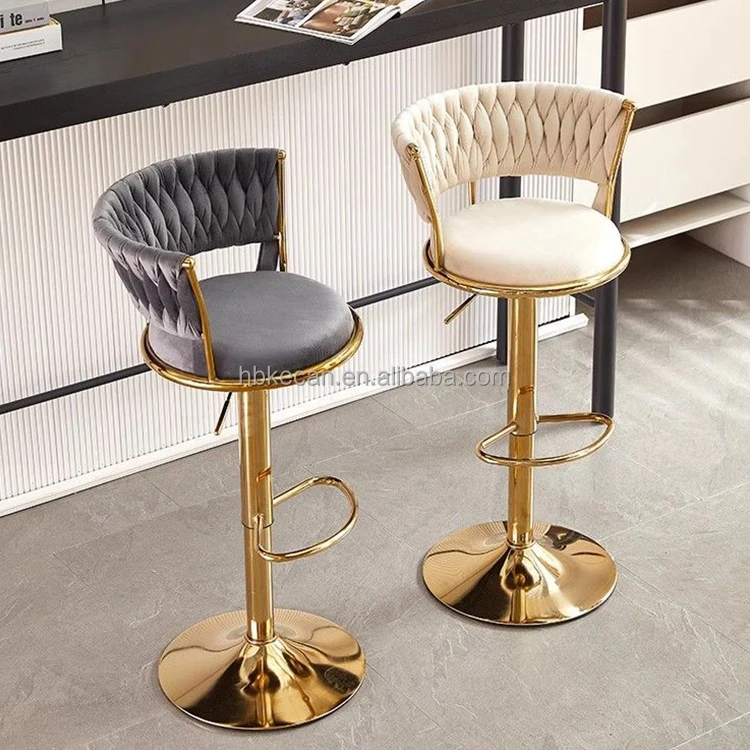Bar Chair Nordic Counter Furniture Metal Velvet Swivel Leather High Gold Modern Luxury Kitchen Stool Bar Chairs For Bar Table