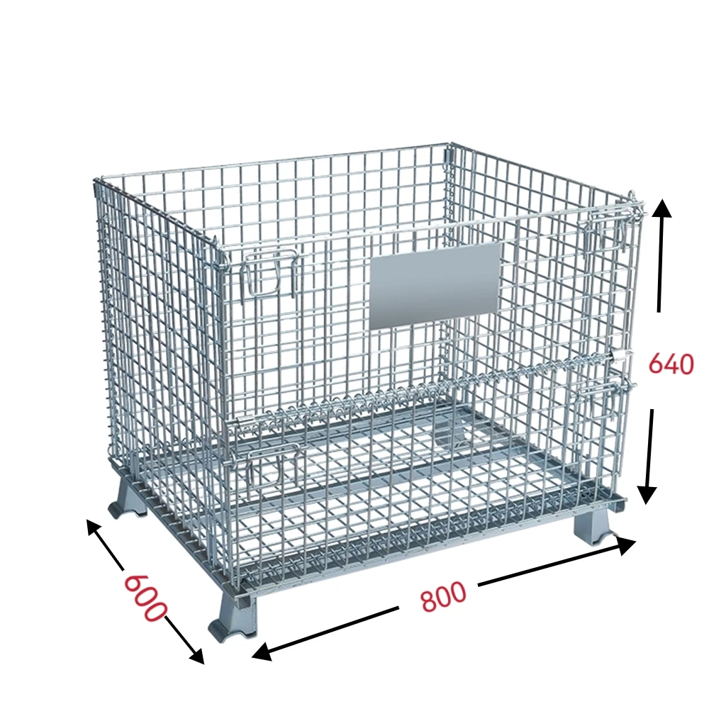 Mesh pallet box collapsible containers stackable metal