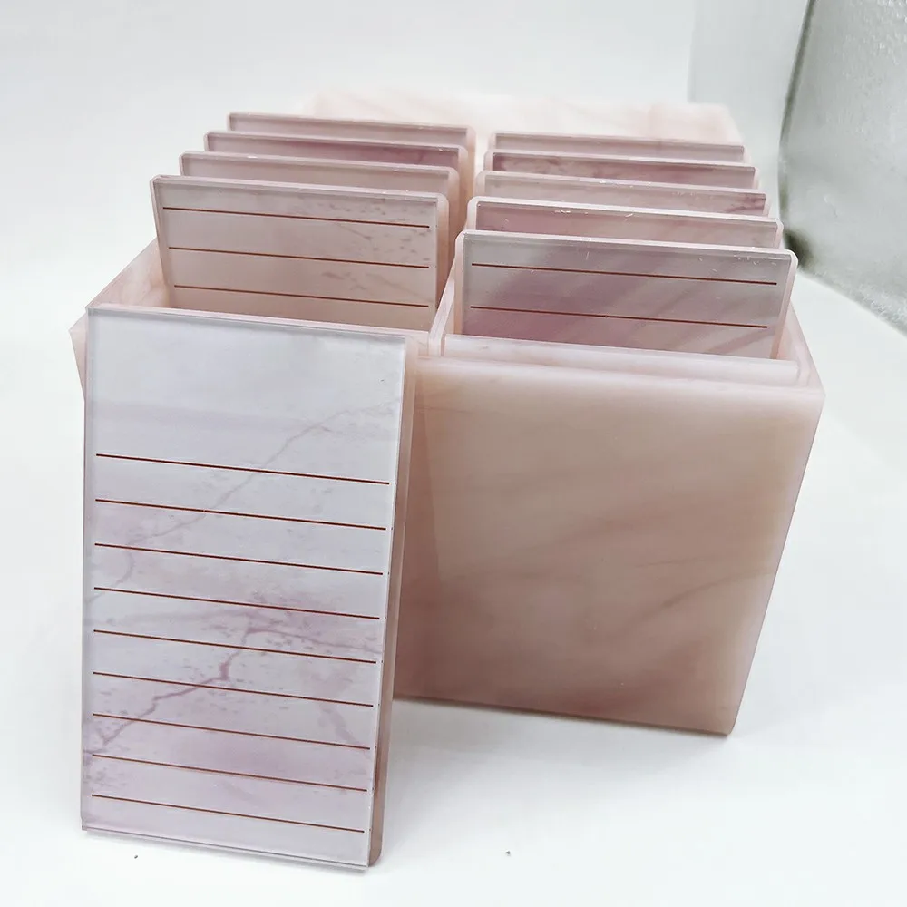 Wholesale acrylic lash storage box with cover pink marble display lash organizer box with pallet 5 layers lash pelette with lid