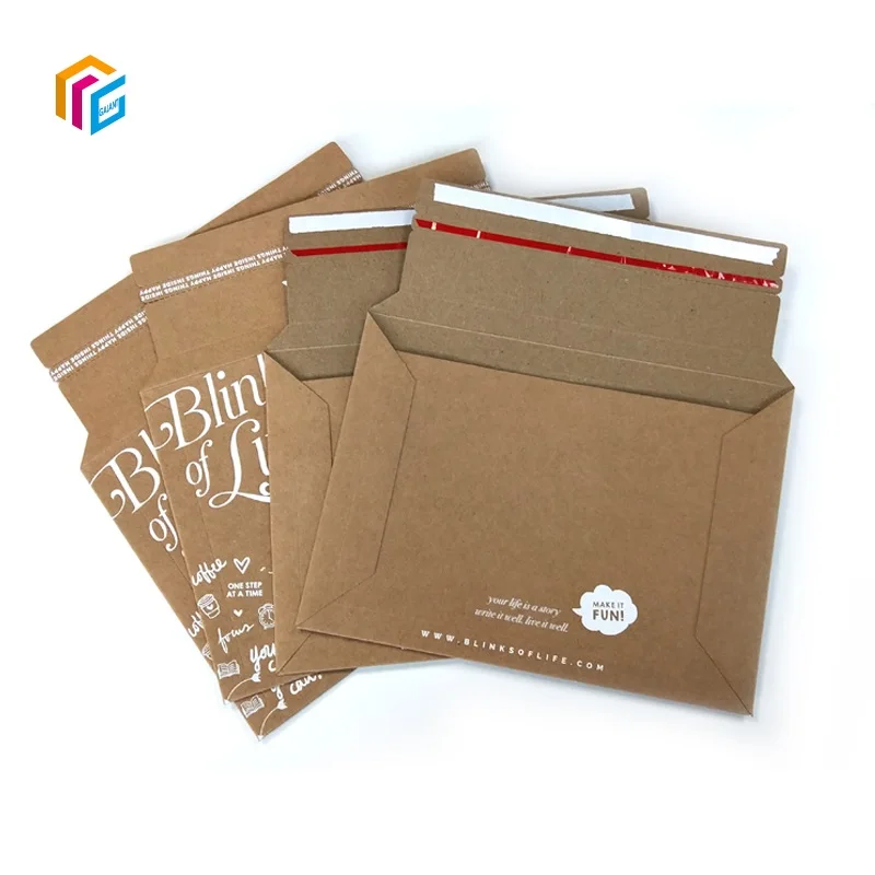 Cheap Custom Print Shipping Mailer Gift Clothing Packaging Rigid Super Flat Cardboard Paper Envelopes for Document
