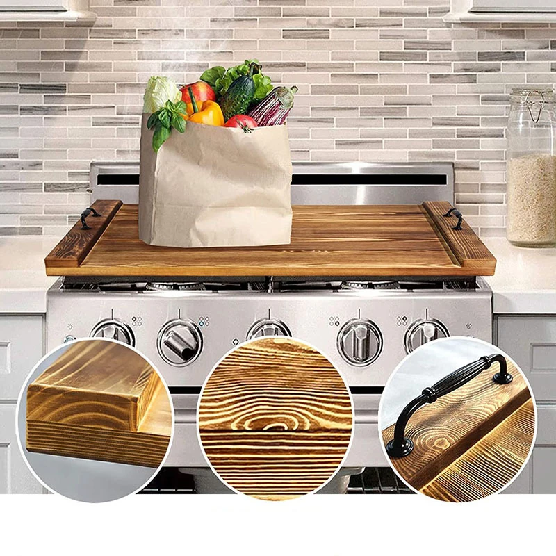 Wood Stove Top Covers Board For Electric Gas Stove Large Noodle Board Stove Cover Cutting Board With Handles
