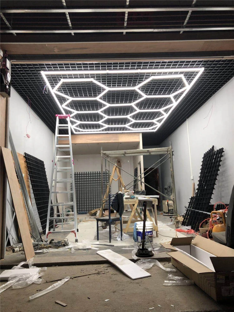 Professional factory produce LED hexagonal workshop light for the car care equipment booth