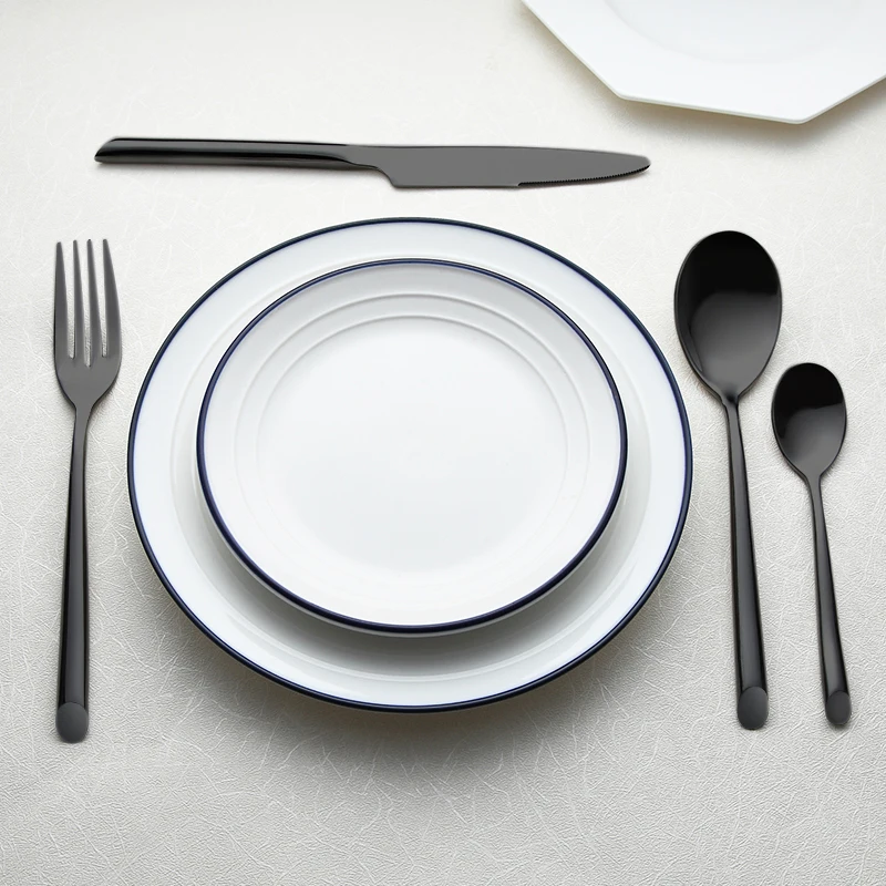 Luxury 4-5 Piece New Rose Gold Black Stainless Steel Flatware Set Dishwasher Safe Tea Dessert Wedding Restaurants Spoon Cutlery