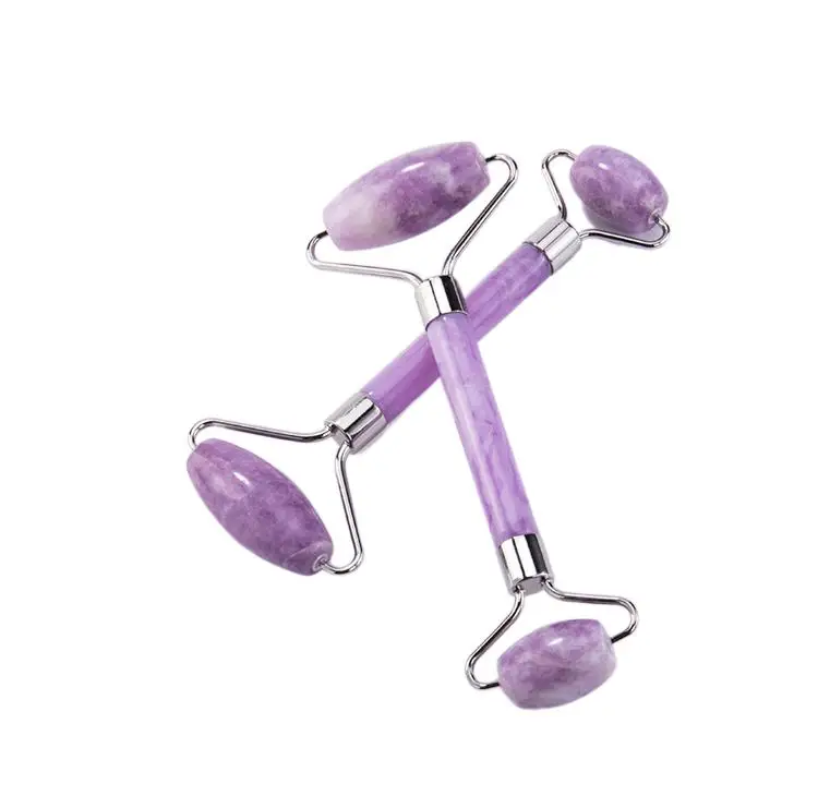 Private label natural Purple Jade custom facial jade skin face stone roller and gua sha massager with box for sale