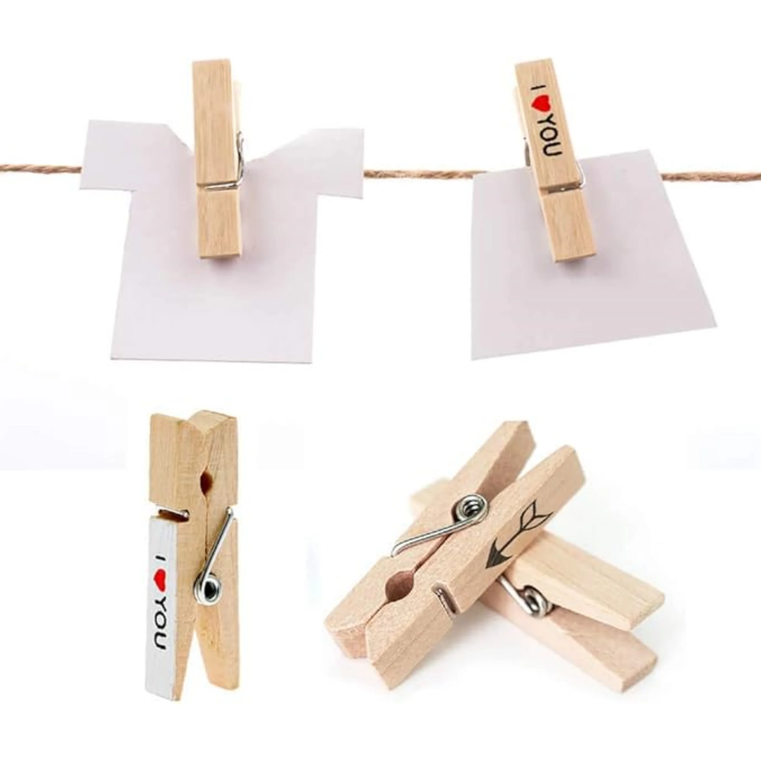 New mini wooden clothespin with spring for hanging clothes laundry custom small colorful stainless decorative wood clothes pin
